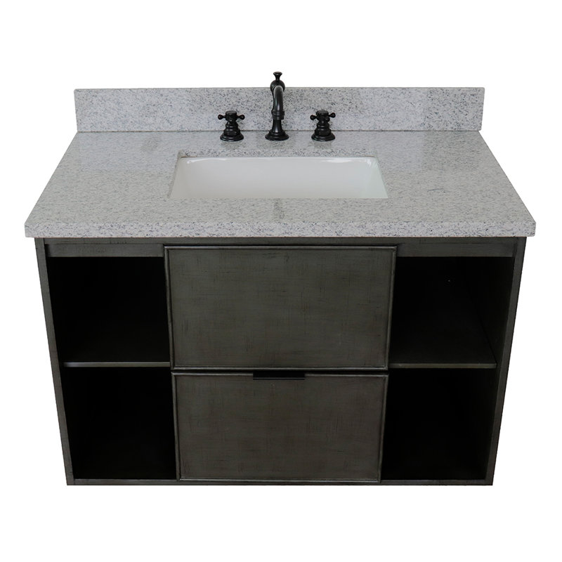 37'' Single Bathroom Vanity with Top, Gray Granite