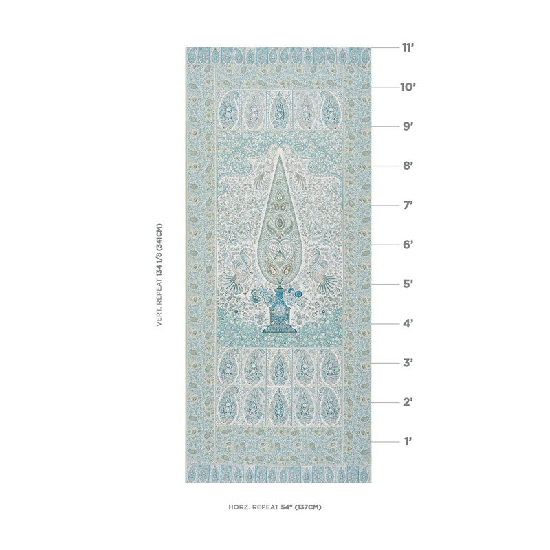 Colmery Paisley Panel Fabric, Peacock