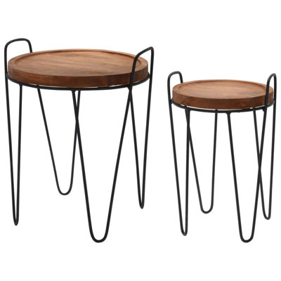 Ambiance 2 Piece Side Table Set Round Teak