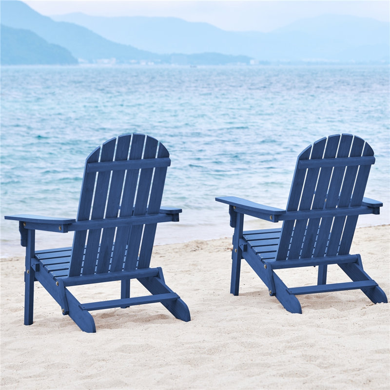 Bennir Fir Foldable Outdoor Adirondack Set, Blue