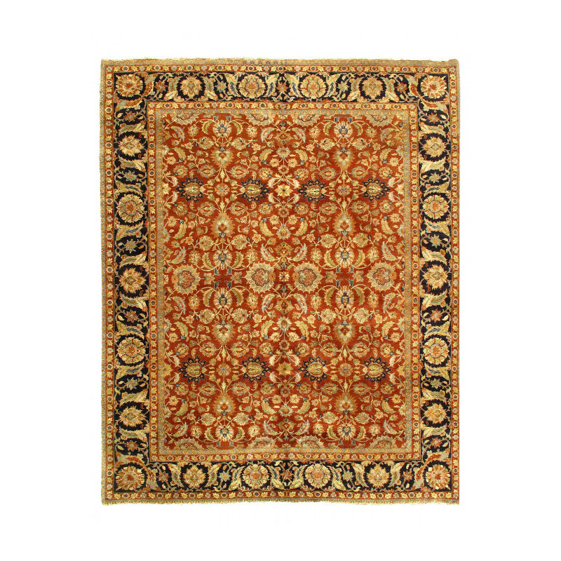 Tapis brun en laine d'agneau rectangulaire unique 8 pi 2 po x 10 pi 1 po Jaini