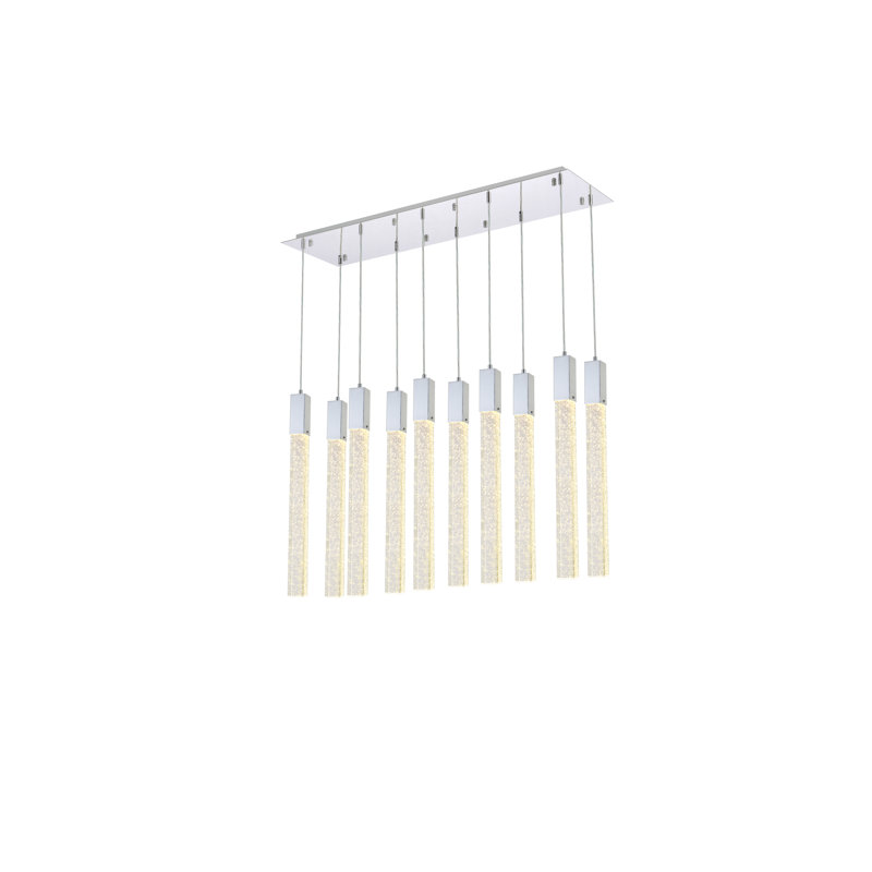Luminaire suspendu pour îlot de cuisine 10 lumières Aliha, Chrome