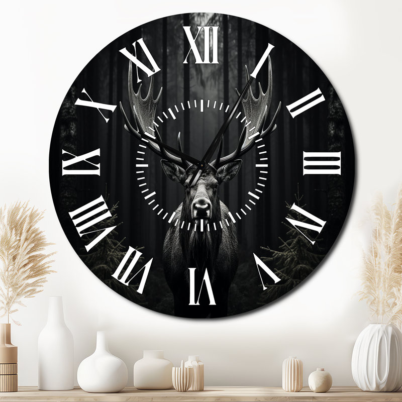 Horloge murale noir blanc orignal monochrome - animaux, Surdimensionné