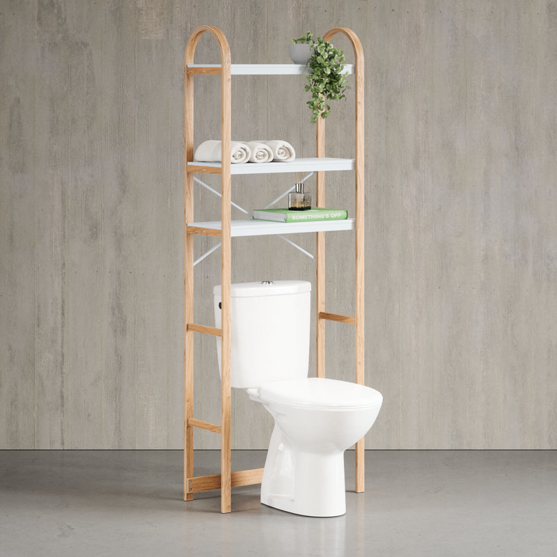 Solid Wood Over The Toilet Storage, White/Natural
