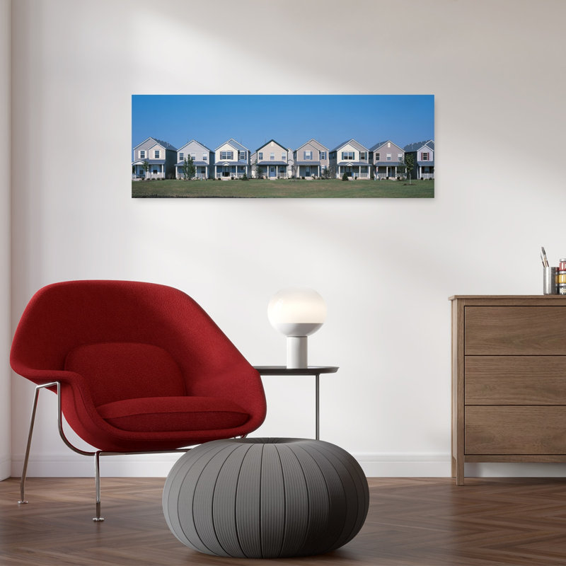 Ensemble de maisons de banlieue, Joliet Il Usa, architecture moderne, art mural, H 12 po x l 36 po