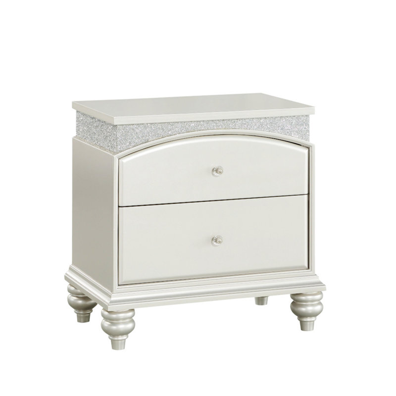 Gemma 2-Drawer Nightstand in Platinum