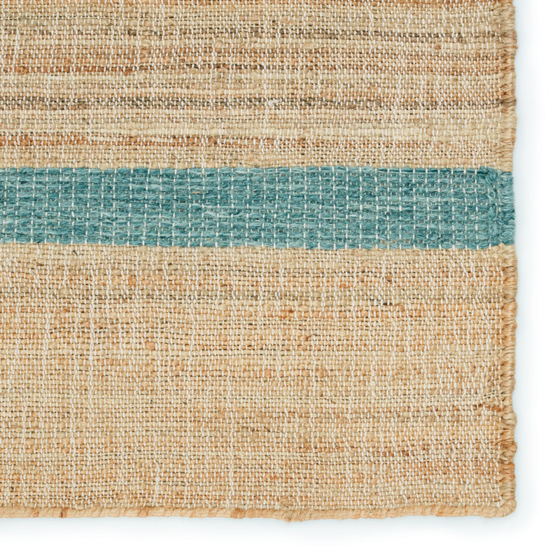Bellechester Striped Area Rug in Beige/Blue, Rectangle 5' x 8'
