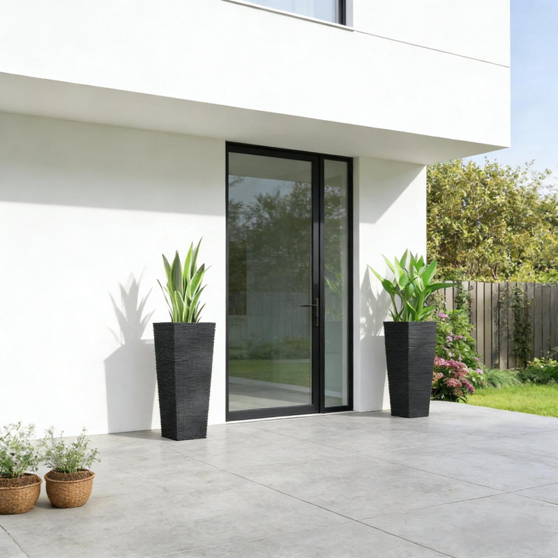 Jardinières en polypropylène noir de qualité supérieure, style moderne en rotin pour la maison