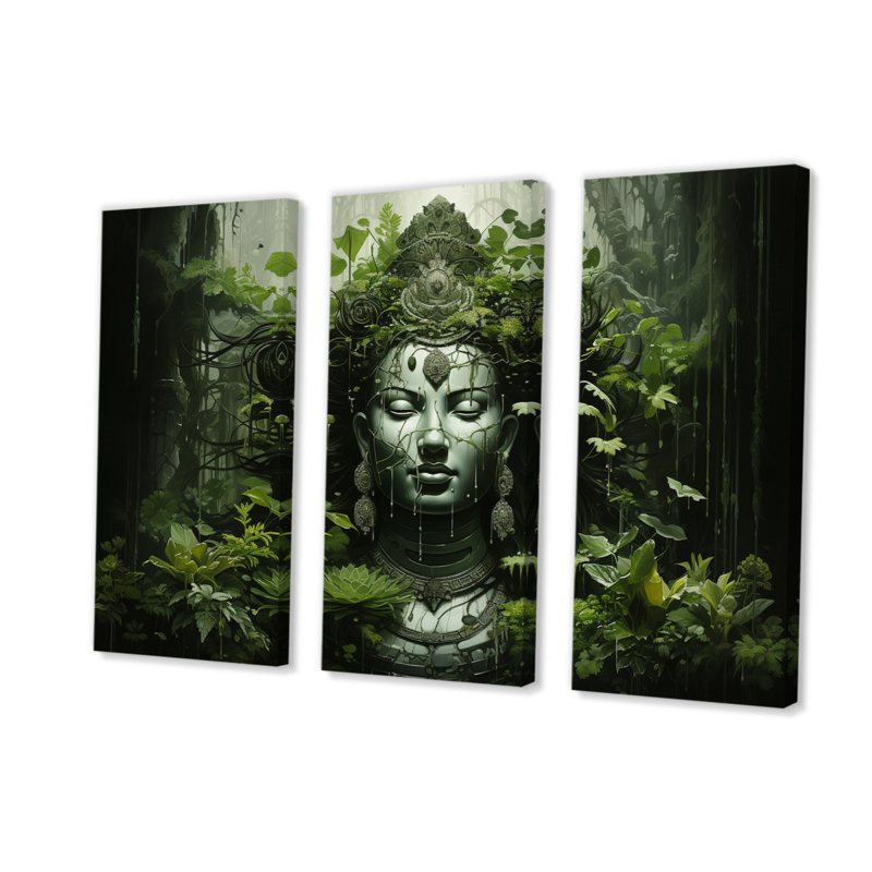 Bouddhisme sacré Mantra II sur toile, reproduction de 3 pièces, H 40 po x l 60 po x P 1 po