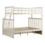 Lit simple superposé au dessus d'un lit double avec tiroirs de rangement, lit superposé en bois avec échelle et garde-corps - crème