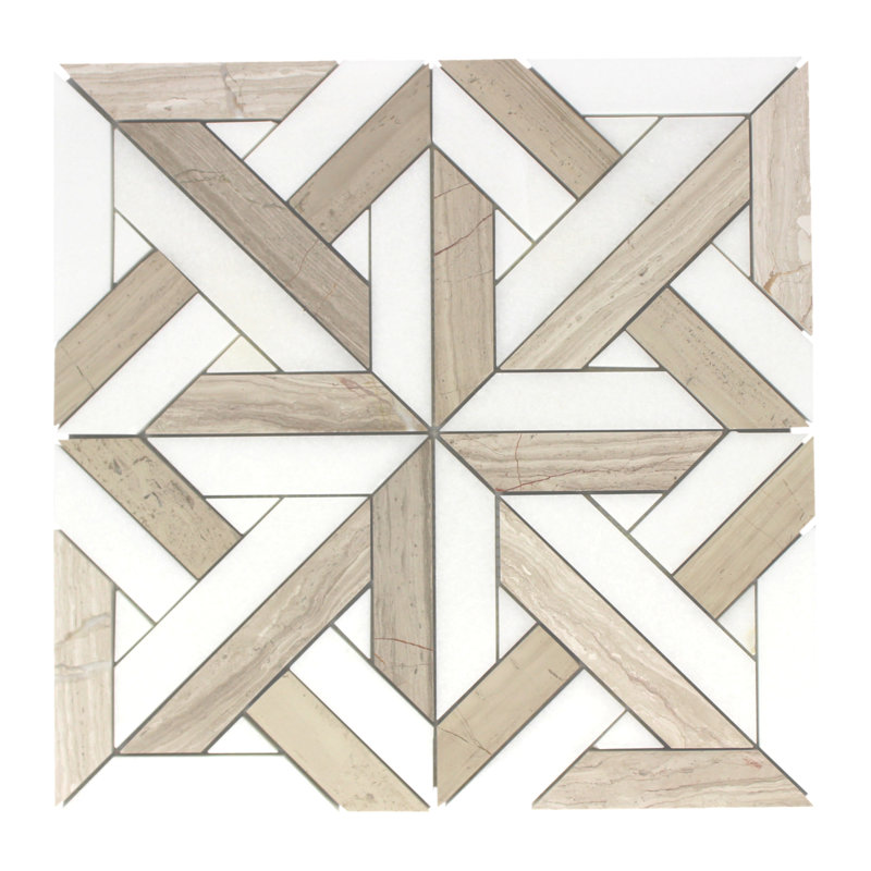 Nexus Series 12"x12" Wood Grey Marble Interwoven Mosaic