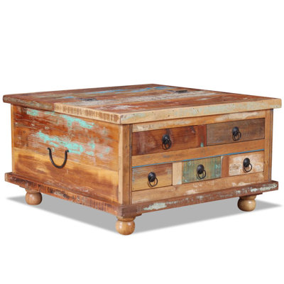 Leadington Solid Wood Four Leg Coffee Table with Storage