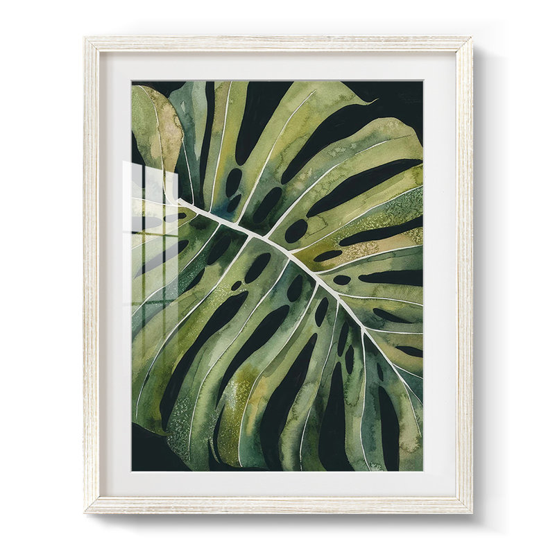 Nocturnal Monstera I - impression encadrée, H 19,5 po x l 16,5 po, Blanc