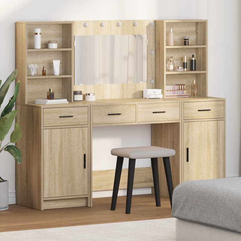 Dressing Table with Mirror, Sonoma Oak