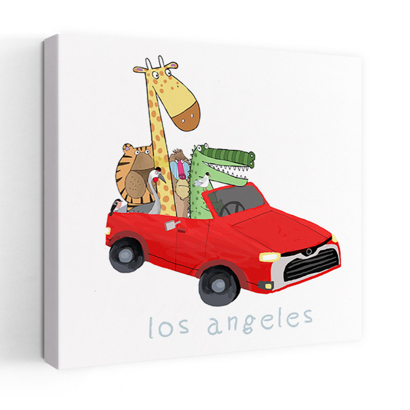 Los Angeles Animal Drive Contemporary Alligator Bird Giraffe Wall Art Print, 81.28cm H x 81.28cm W