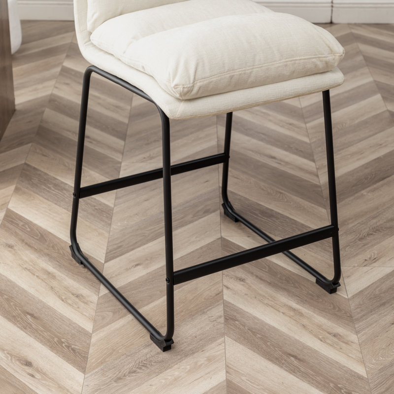Ensemble de 2 tabourets de bar rembourrés, Tissu - blanc