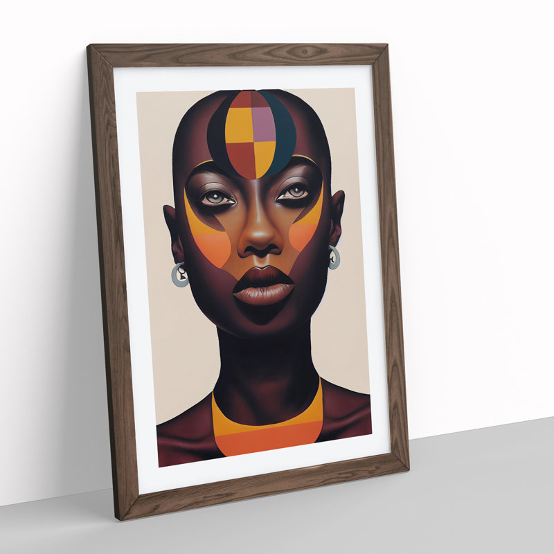 Striking Woman No.1 Abstract 1 Piece Single Picture Frame Wall Art, 46cm H x 34cm W x 2cm D, Walnut
