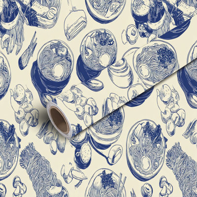 Peel and Stick Wallpaper Contact Paper Seamless Asian Japanese Chinese traditional food Asian kitchen for Self Adhesive and Removable 24in x 118in(60x300cm)