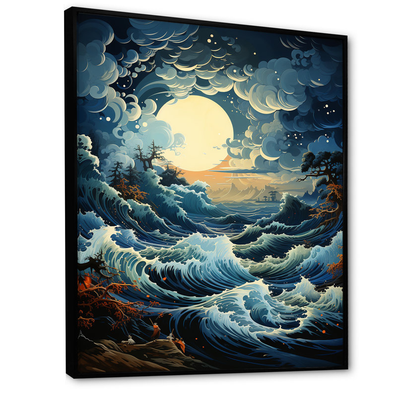 Wainberg Ocean Fury Storm II - impression, H 32 po x l 16 po x P 1 po, Cadre flottant noir
