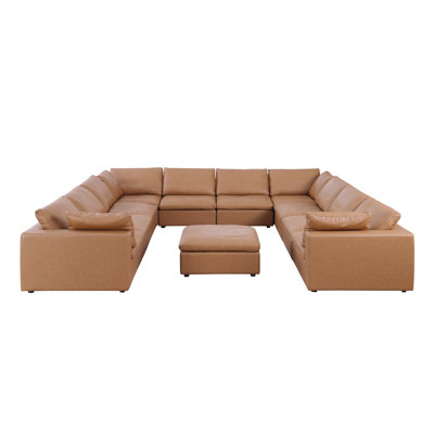 Hillsborough 11-Piece Sectional  Upholstered In Top-Grain Italian Leather