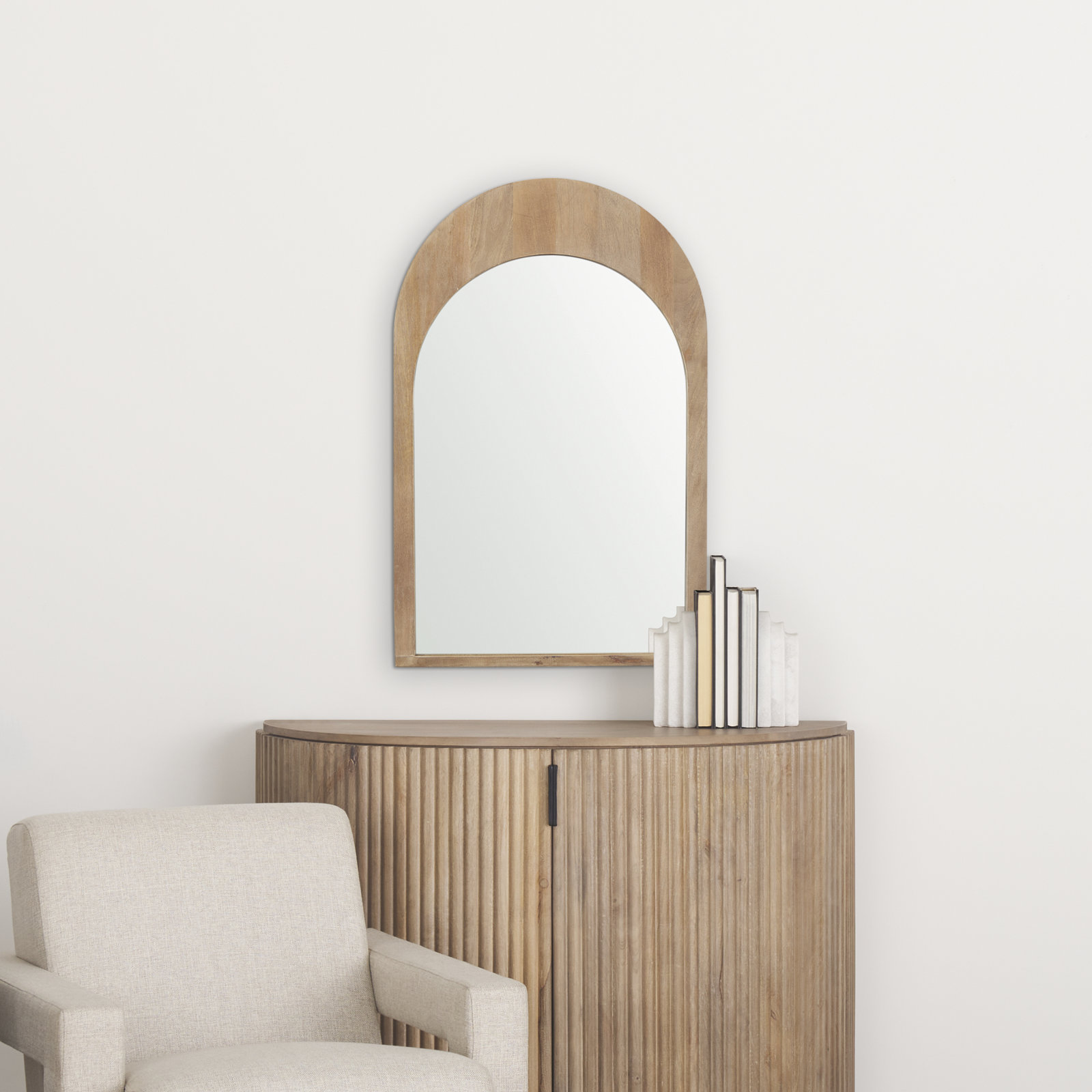 Vixe Mango Accent Mirror, Light Brown, 36" x 23"