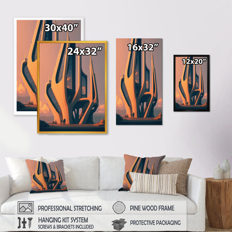 Futuristic Designs IV - reproduction sur toile, H 20 po x l 12 po x P 1 po, Toile avec cadre flottant noir