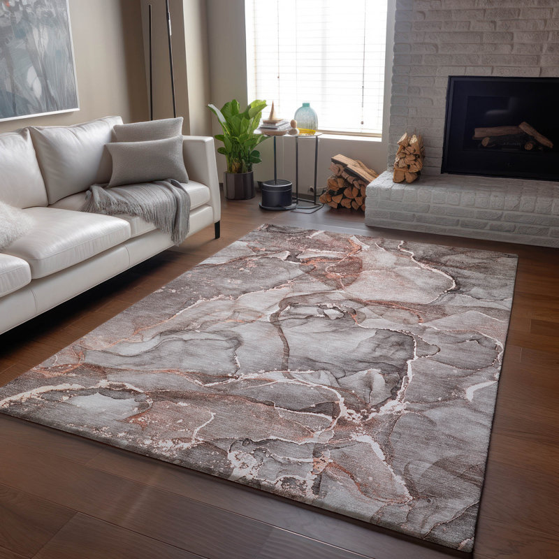Tapis gris Cerrito AMF519 lavable à la machine de qualité supérieure, Rectangle de 10 pi x 14 pi