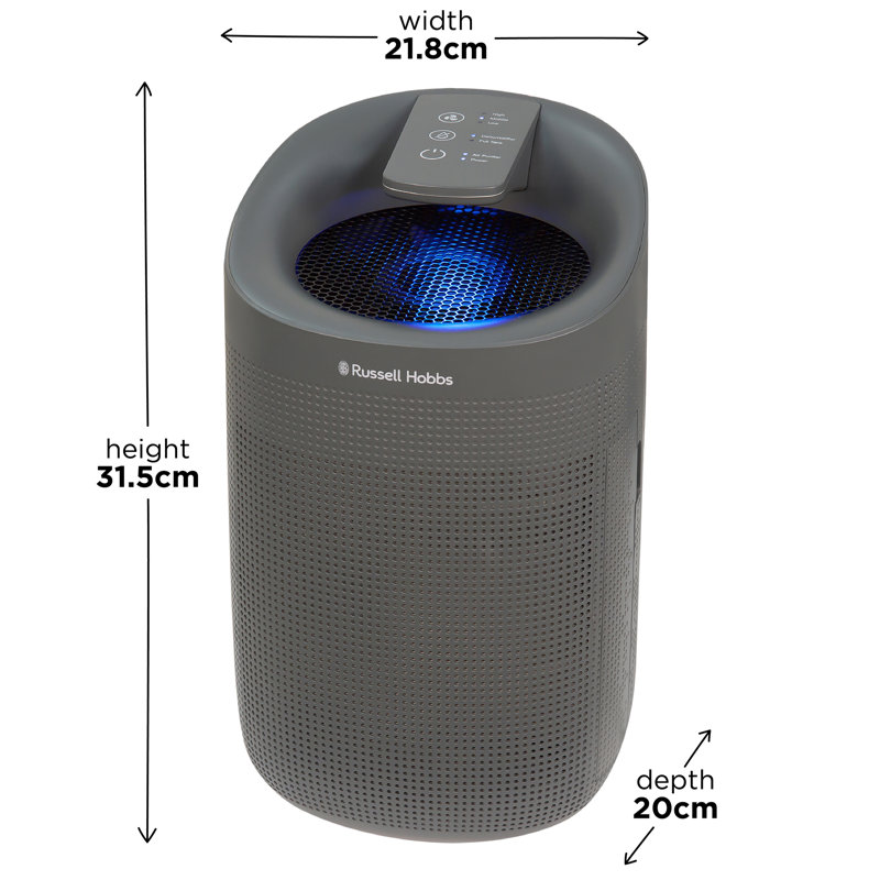 Russell Hobbs Rhdh1101g Fresh Air Pro Compact Dehumidifier And Air Purifier, Ozone Free, 750ml/day, Grey