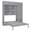 Lit escamotable mural avec armoire supérieure, tablettes et garde-robe, lit pliable peu encombrant-19641268