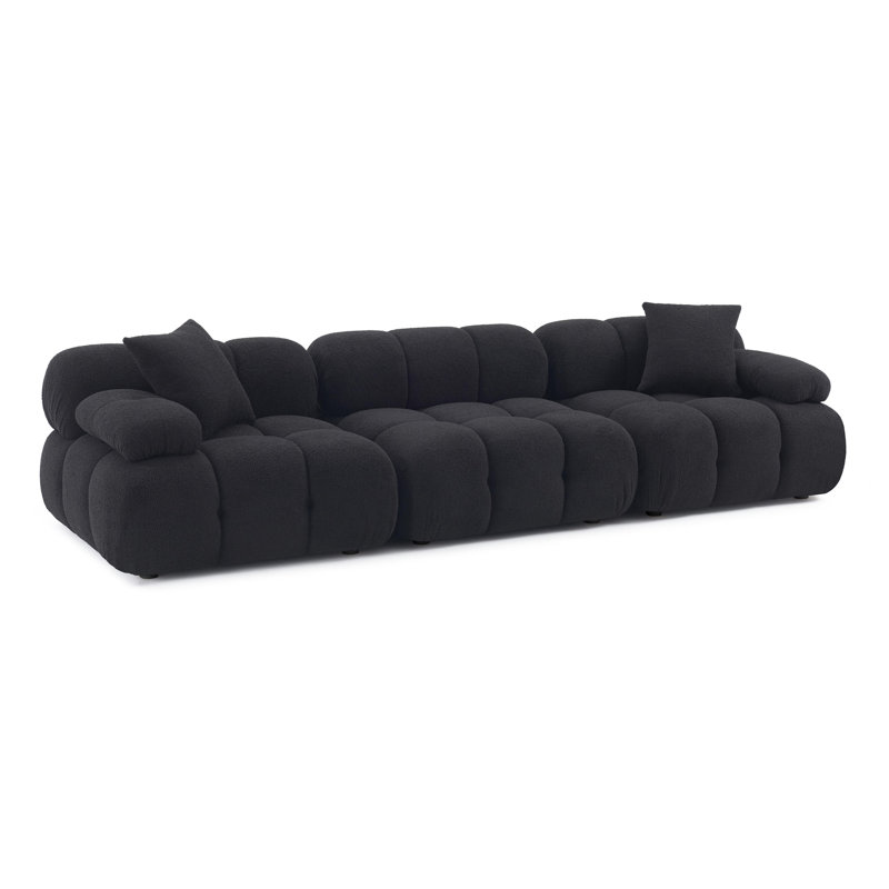 Chesnie Black Vegan Shearling Modular Sofa