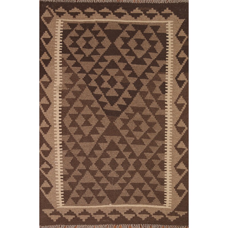 Geometric Kilim Reversible Wool Area Rug 3x5