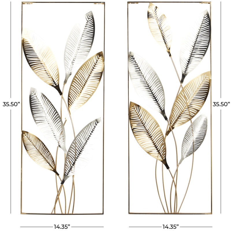 Ensemble de décoration murale en métal feuille d'or découpée avec détails argentés