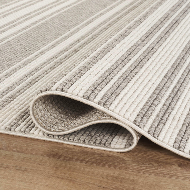 Tapis crème gris à texture bouclée Abani Rugs LUC130A, Rectangle 5 pi 3 po x 7 pi 6 po