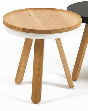Solid Wood Tray Top End Table, Wood and White