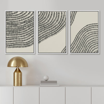 Line Art, géométrique, arbre en bois, anneau, impression sur toile, 3 pièces