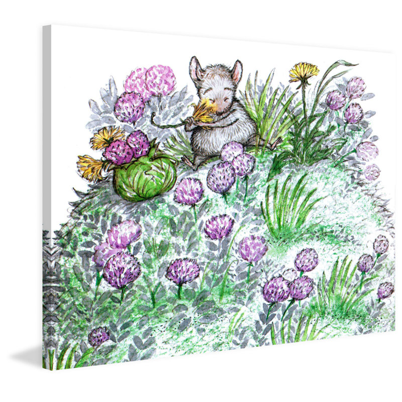 «Mouse and Flowers», reproduction sur toile tendue, H 24 po x l 29 po