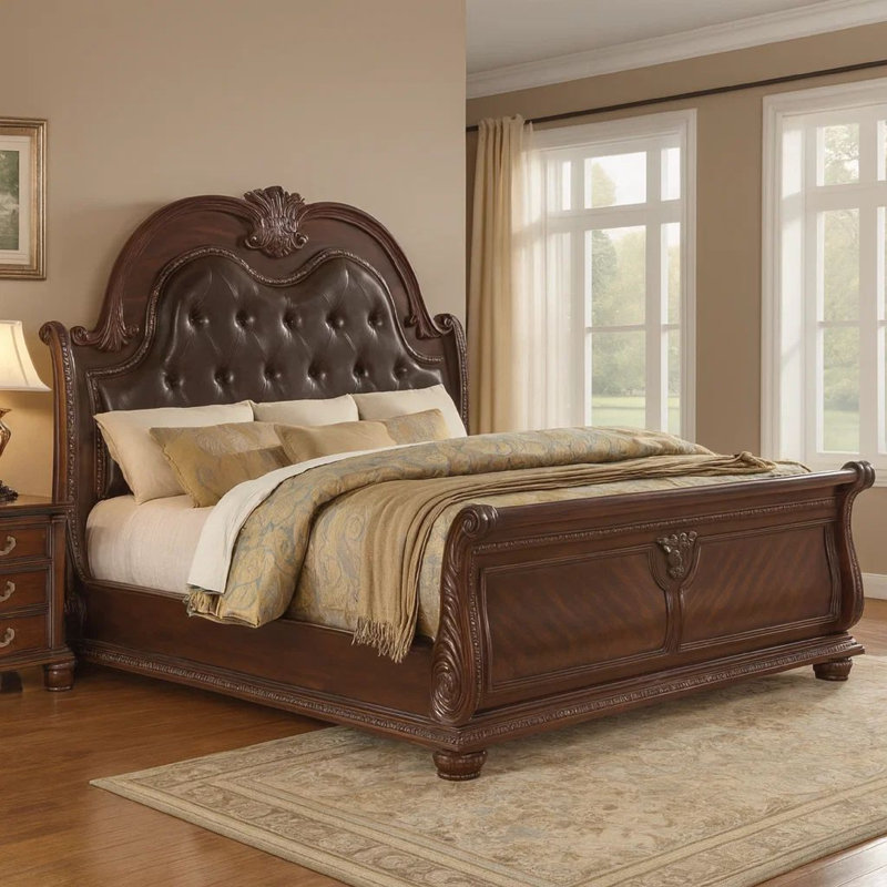 Ejner Vegan Leather Platform Bed, King