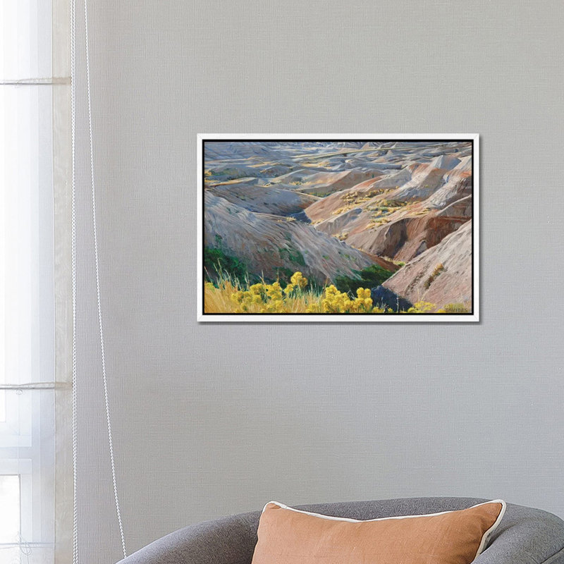 Badlands At Sunset by Nick Savides - Gallery-Wrapped Canvas Giclée on Canvas, White Framed, 66.04 cm H x 45.72 cm W
