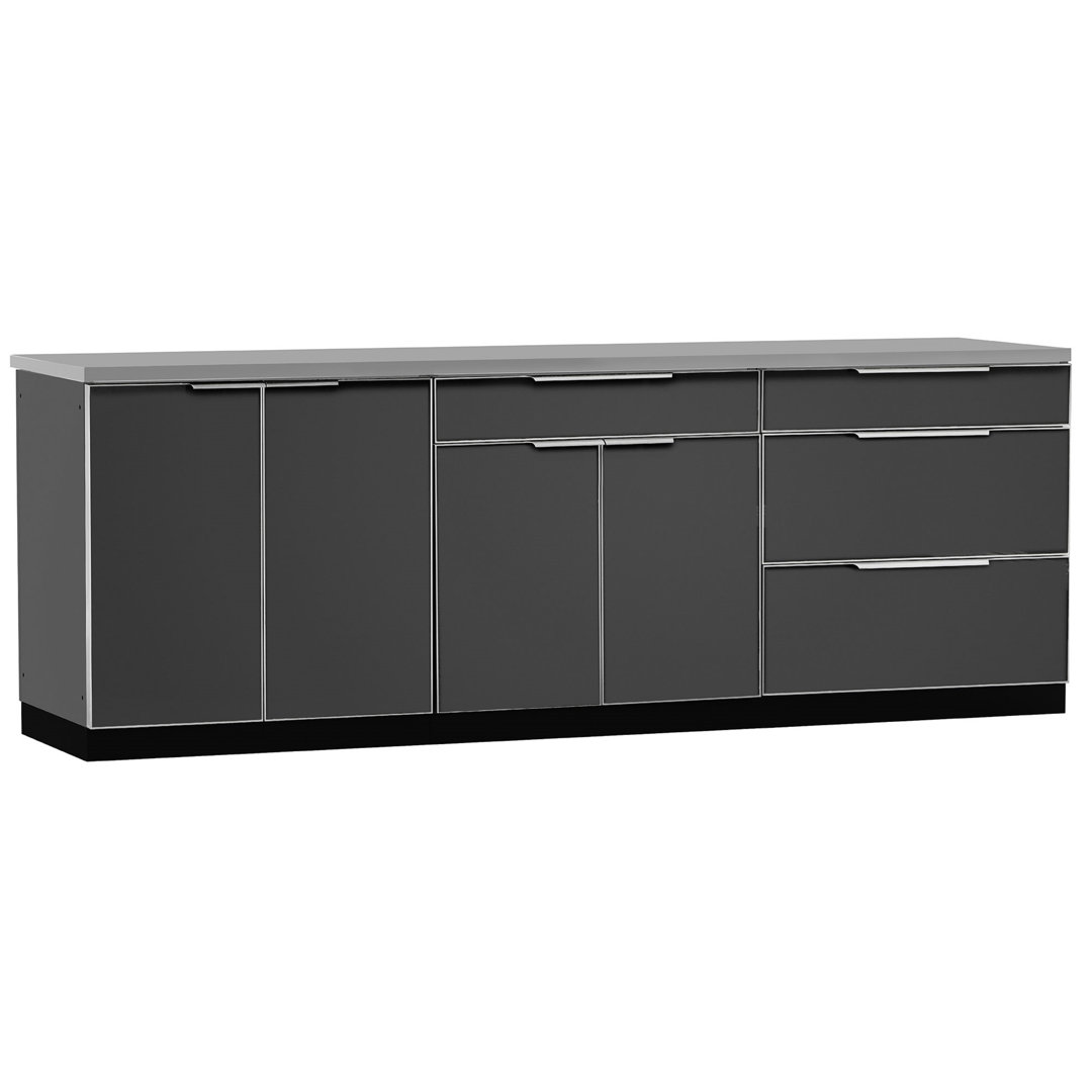 Outdoor Kitchen 4 Pieces Cabinet Set in Slate Gray with Covers NewAge Products