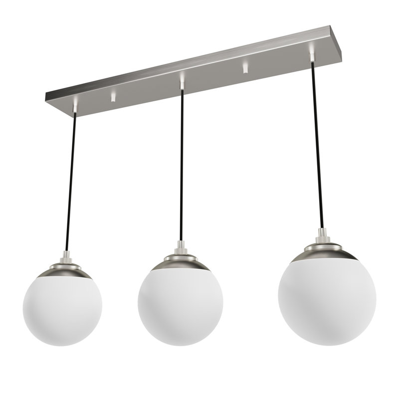 Luminaire suspendu linéaire à 3 lumières Hepburn, Nickel brossé