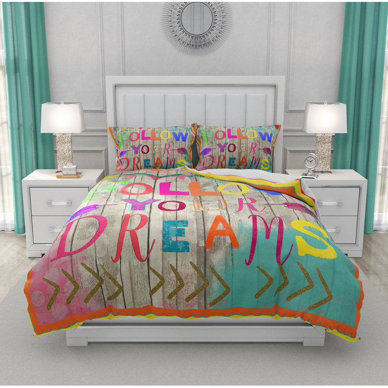  Ensemble de housse de couette Follow Your Dreams, Housse de couette très grand + 2 taies décoratives