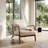  Mid Century Modern Accent Chair – Antique White Cotton Linen Upholstered Reading Armchair with Waist Cushion