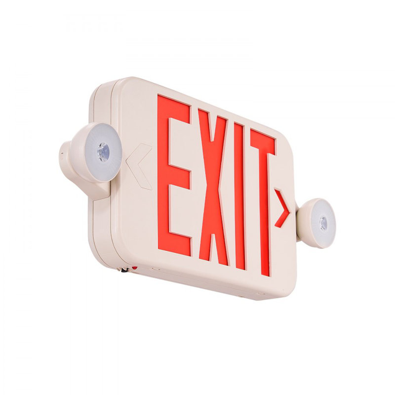 LED Exit Sign with Emergency Lights, Two LED Adjustable Heads Emergency Exit Light with Battery Backup, Combo Red Letter Fire Exit Lighting, Commercial Exit Signs Tested to UL Standards