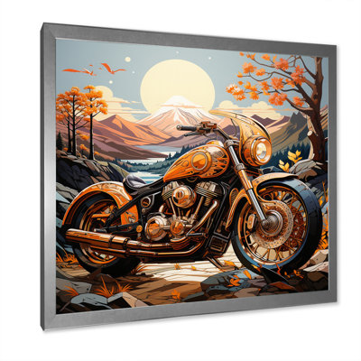 " Orange Black Motorcycle Wanderlust II "