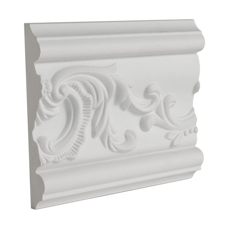 6-inch White Polyurethane Floral Panel Moulding Sample
