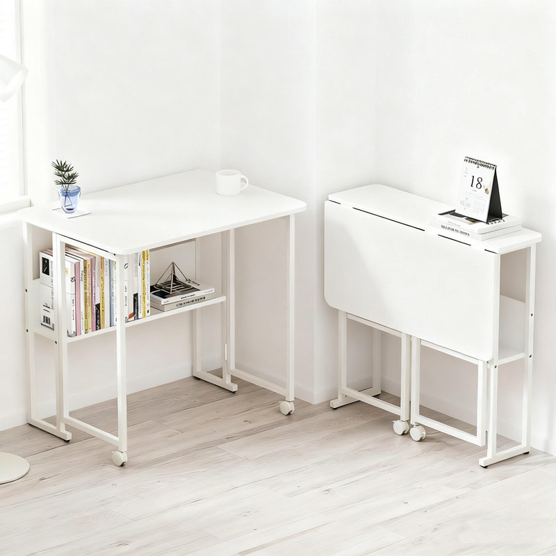Bureau d'écriture pliable avec roulettes pour bureau à domicile