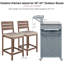 Îlot de cuisine extérieur avec plateau en acier inoxydable, armoire de rangement en bois massif, chariot à roulettes avec tablettes réglables et support à épices, bleu gris-1346016998