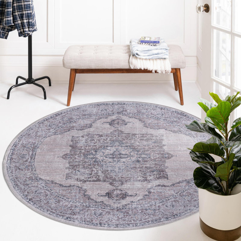 Hazley Chenille Oriental Indoor Rug, Round 3'11"