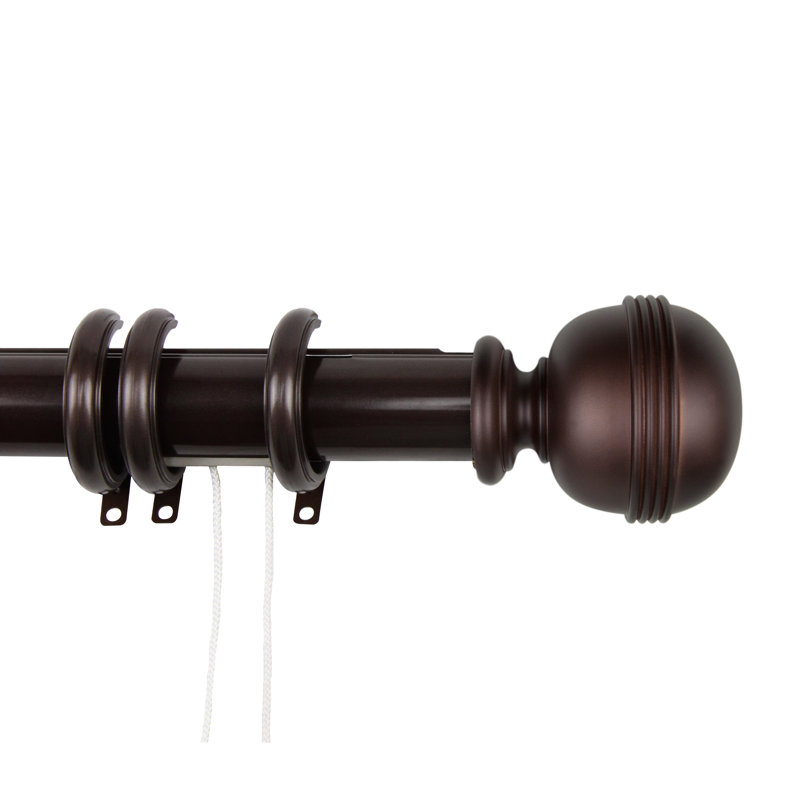 Tringle à rideaux simple réglable de 1,5 po, l 48 po à 84 po, Cacao