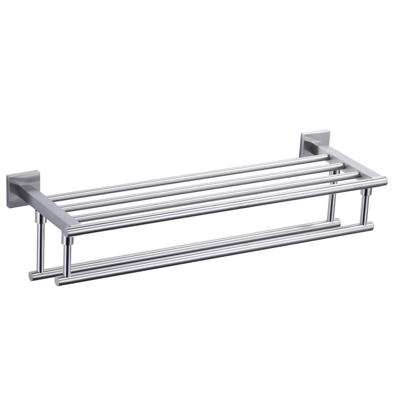 Brushed Nickel Wall Mounted Towel Rack with Hooks